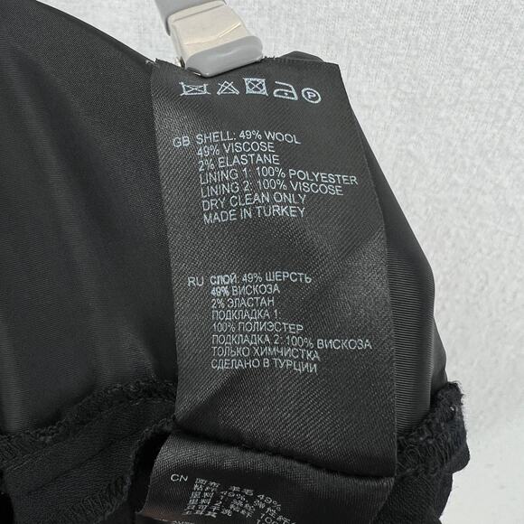 REISS Lee Trouser Pants Womens 4 Black Wool Mid Rise Tailored Slim Ankle Crop - Picture 11 of 15